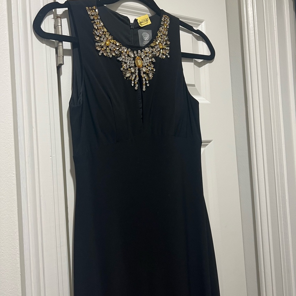 Vince Camuto Black Dress with Gold Embellishments